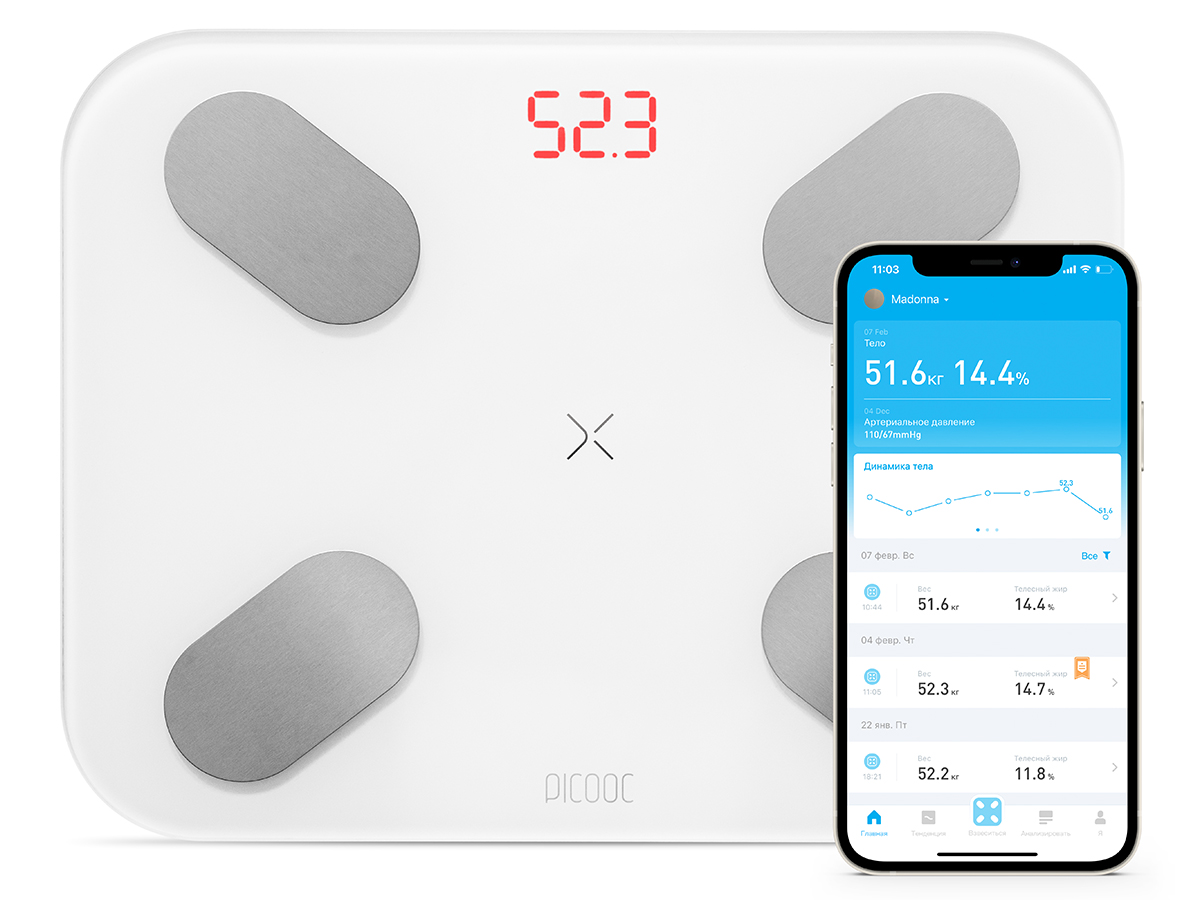 Купить Умные весы Picooc S1 Pro V2 (Bluetooth, 34x26 см) недорого в ...